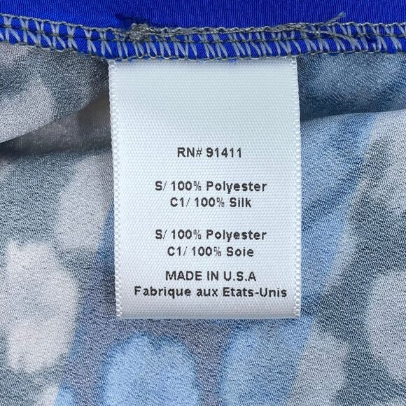 Clover Canyon Blue Yellow Abstract Print Silk Shorts | Size S - Picture 7 of 8